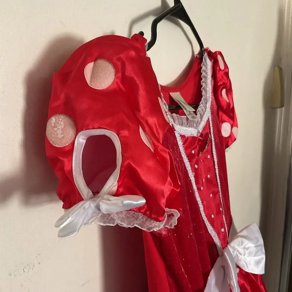 Disney Store Minnie Mouse Costume Dress Girls 7/8 Red Polka Dot Halloween